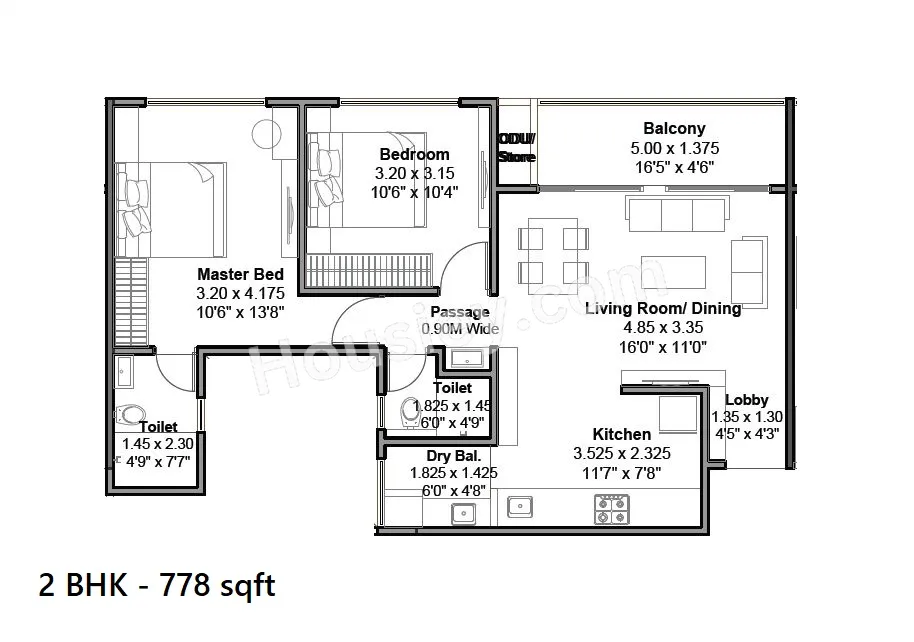 Nirman Astropolis Unit plan - 778 sq.ft.