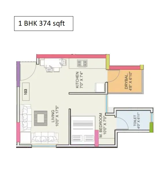 Nexus Nirvana Beyond Unit plan - 374 sq.ft.