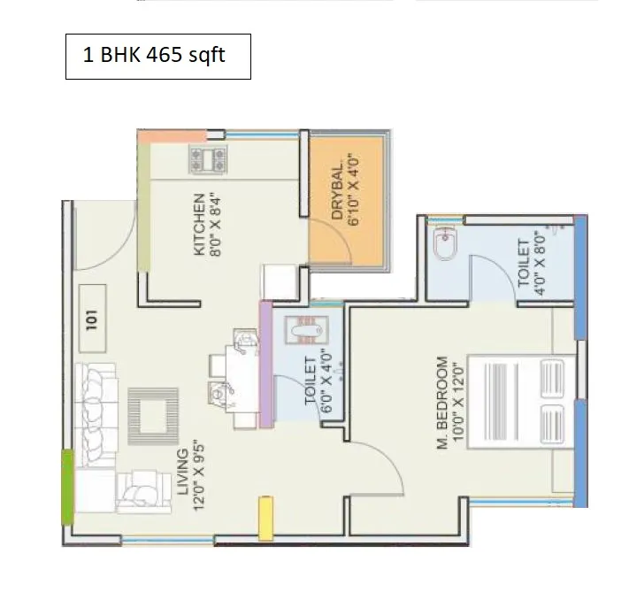 Nexus Nirvana Beyond Unit plan - 465 sq.ft.
