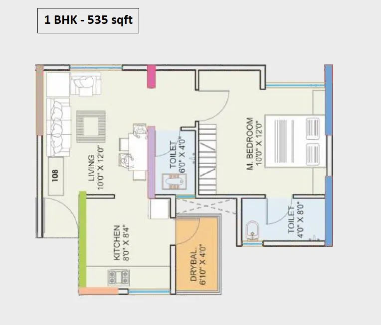 Nexus Nirvana Beyond Unit plan - 535 sq.ft.
