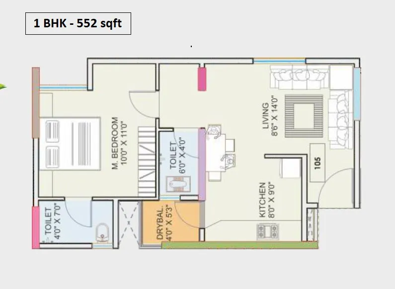 Nexus Nirvana Beyond Unit plan - 552 sq.ft.