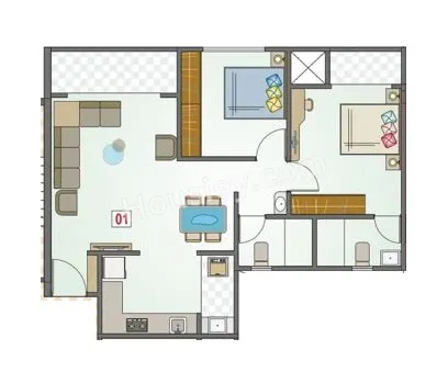 Nisarg Royal Square Unit plan - 760 sq.ft.