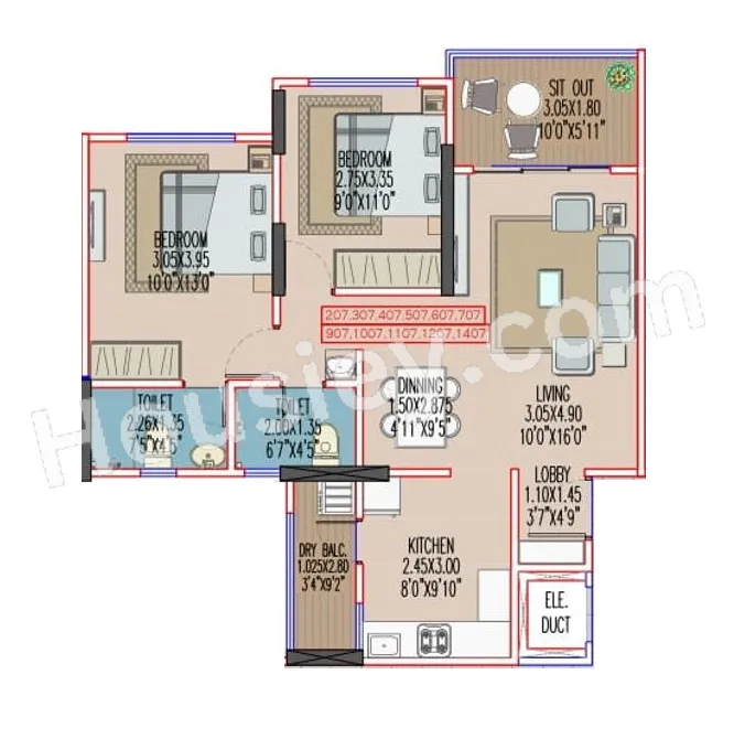 Unit plan - 747 sq.ft.