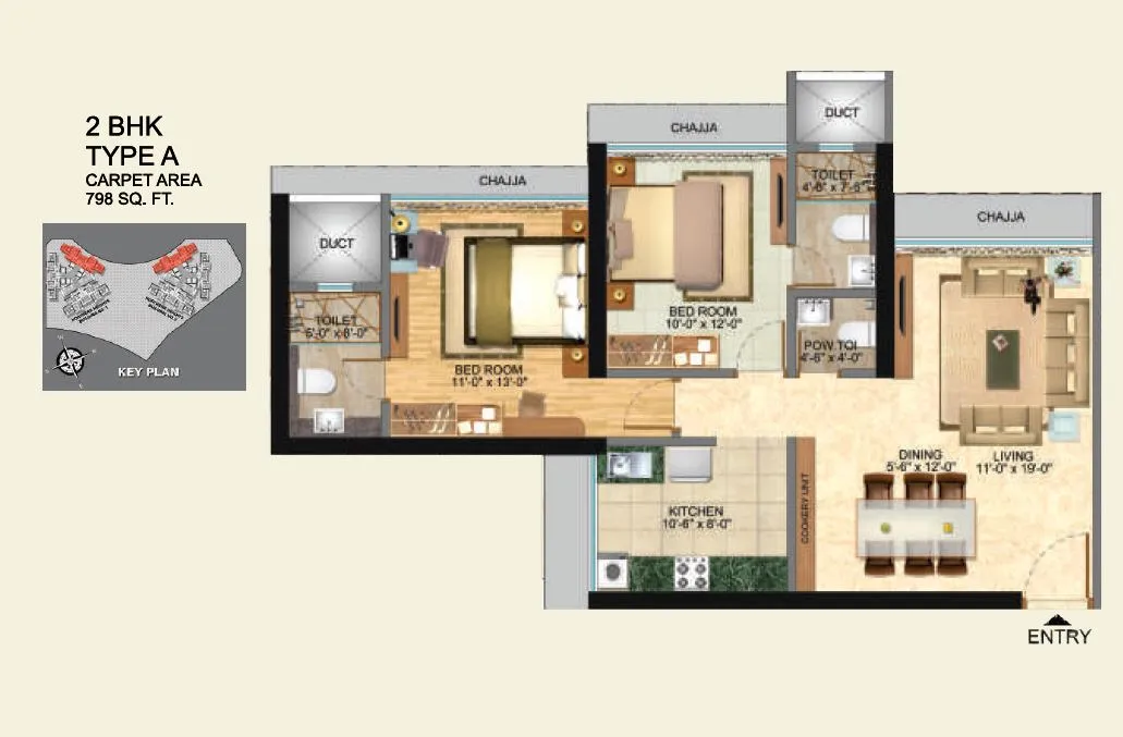 N Rose Northern Heights Unit plan - 798 sq.ft.