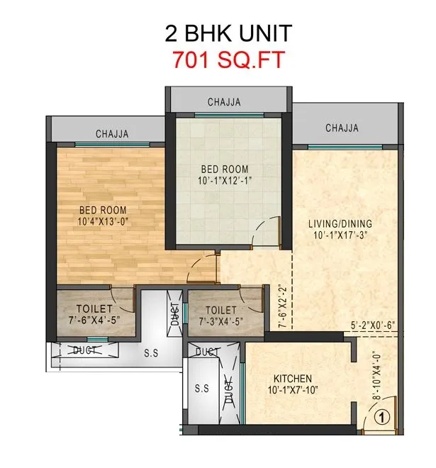 N Rose Northern Hills Unit plan - 701 sq.ft.