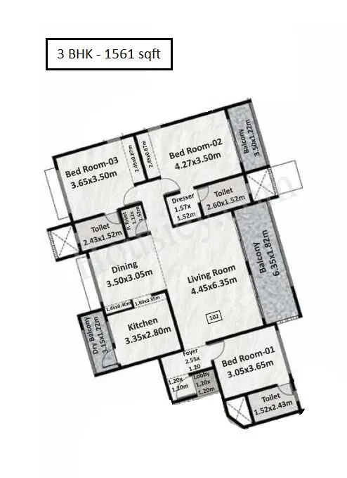 Nyati Elite Unit plan - 1561 sq.ft.