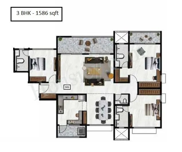 Nyati Elite Unit plan - 1586 sq.ft.
