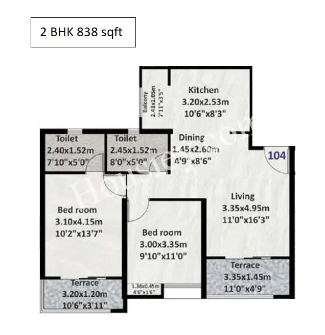 Nyati Equinox Unit plan - 838 sq.ft.