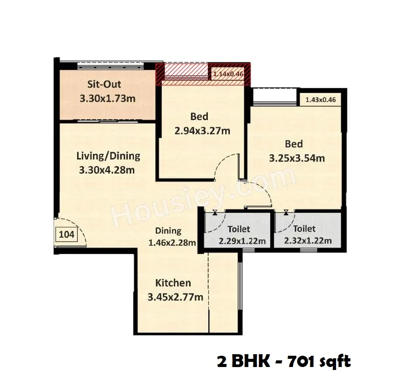 Nyati Exuberance Unit plan - 701 sq.ft.