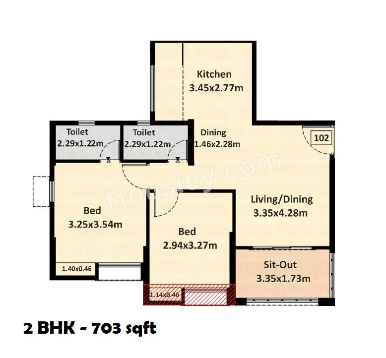 Nyati Exuberance Unit plan - 703 sq.ft.