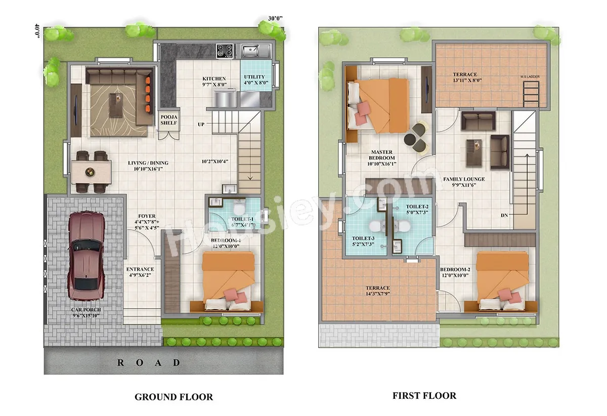 Oceanus Villagio Unit plan - 1200 sq.ft.