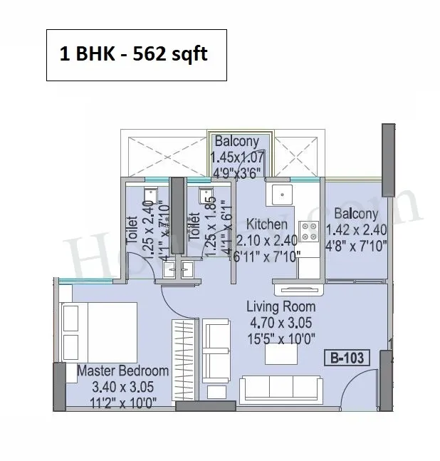 Om Mangalam Chaitanya Phase-3 Unit plan - 462 sq.ft.