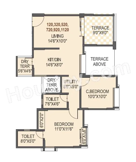 Om Tropica Unit plan - 770 sq.ft.