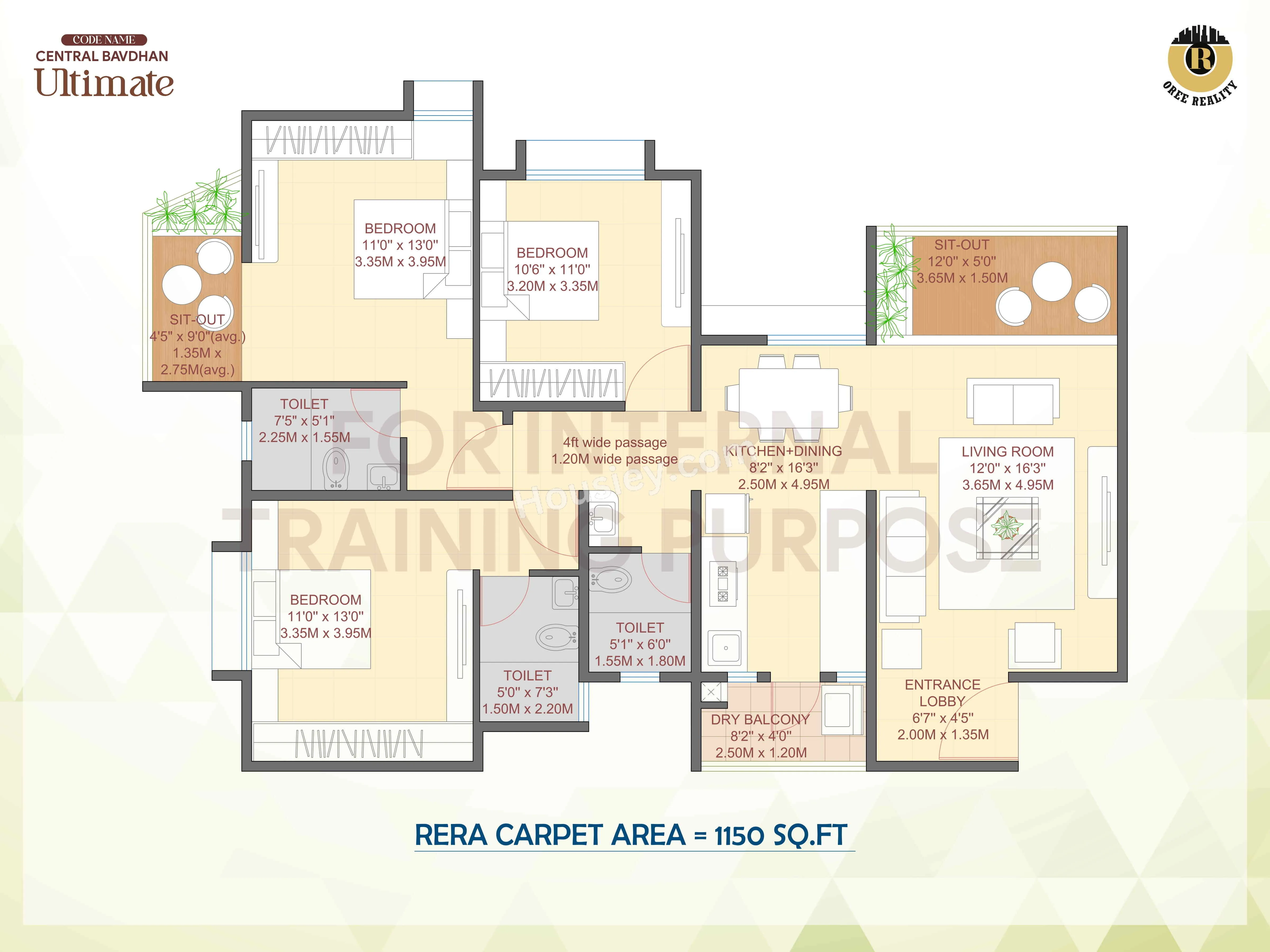 Oree Ultimate Unit plan - 1150 sq.ft.