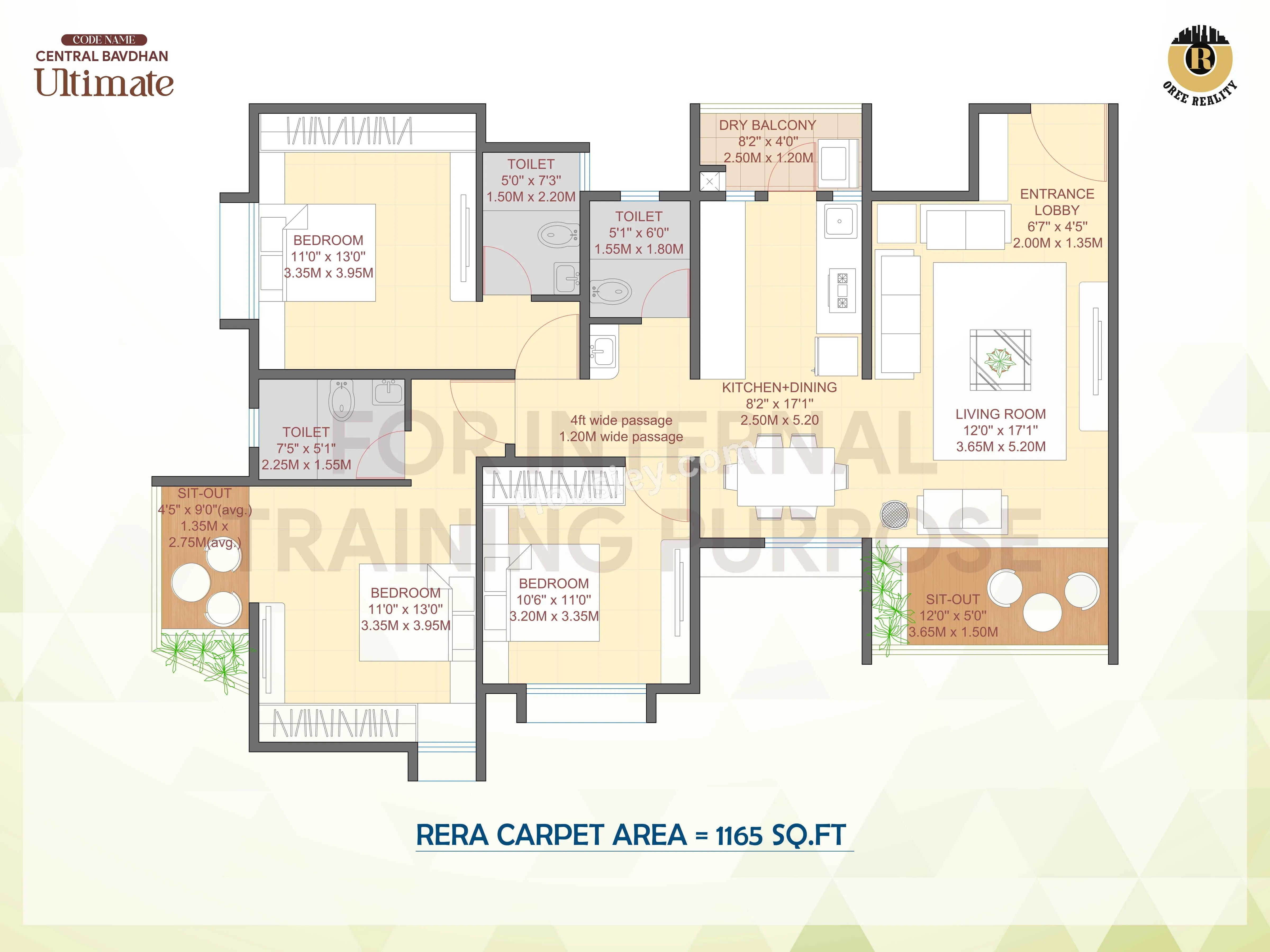 Oree Ultimate Unit plan - 1165 sq.ft.