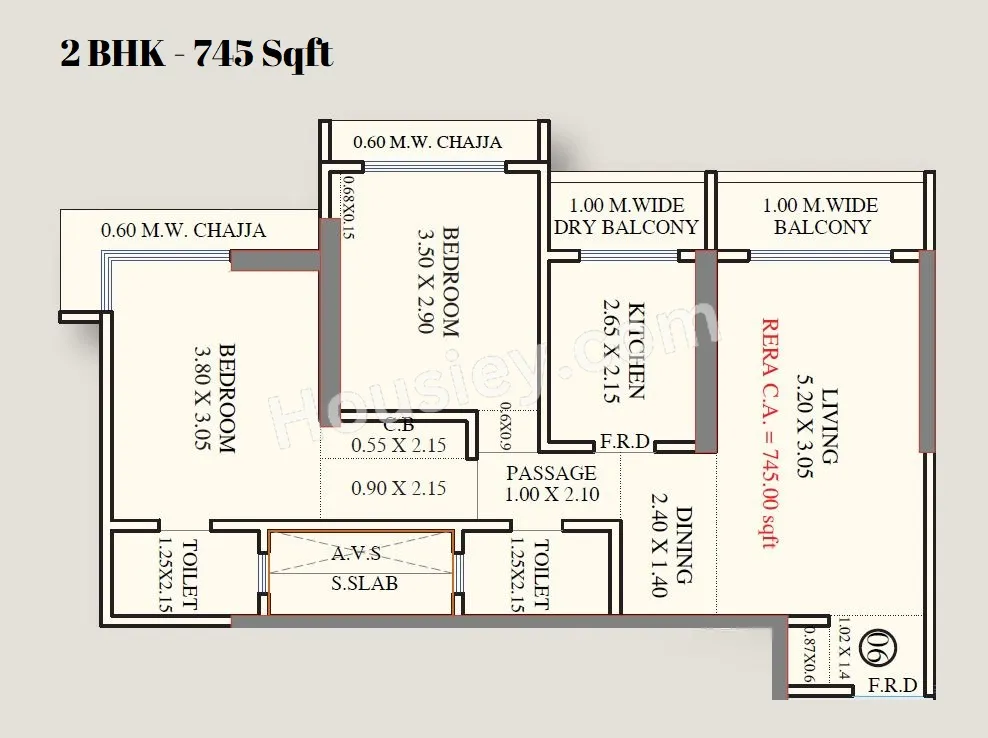 Origin Rock Highland Unit plan - 745 sq.ft.