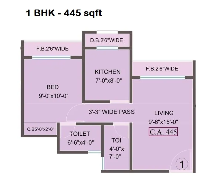 Unit plan - 445 sq.ft.