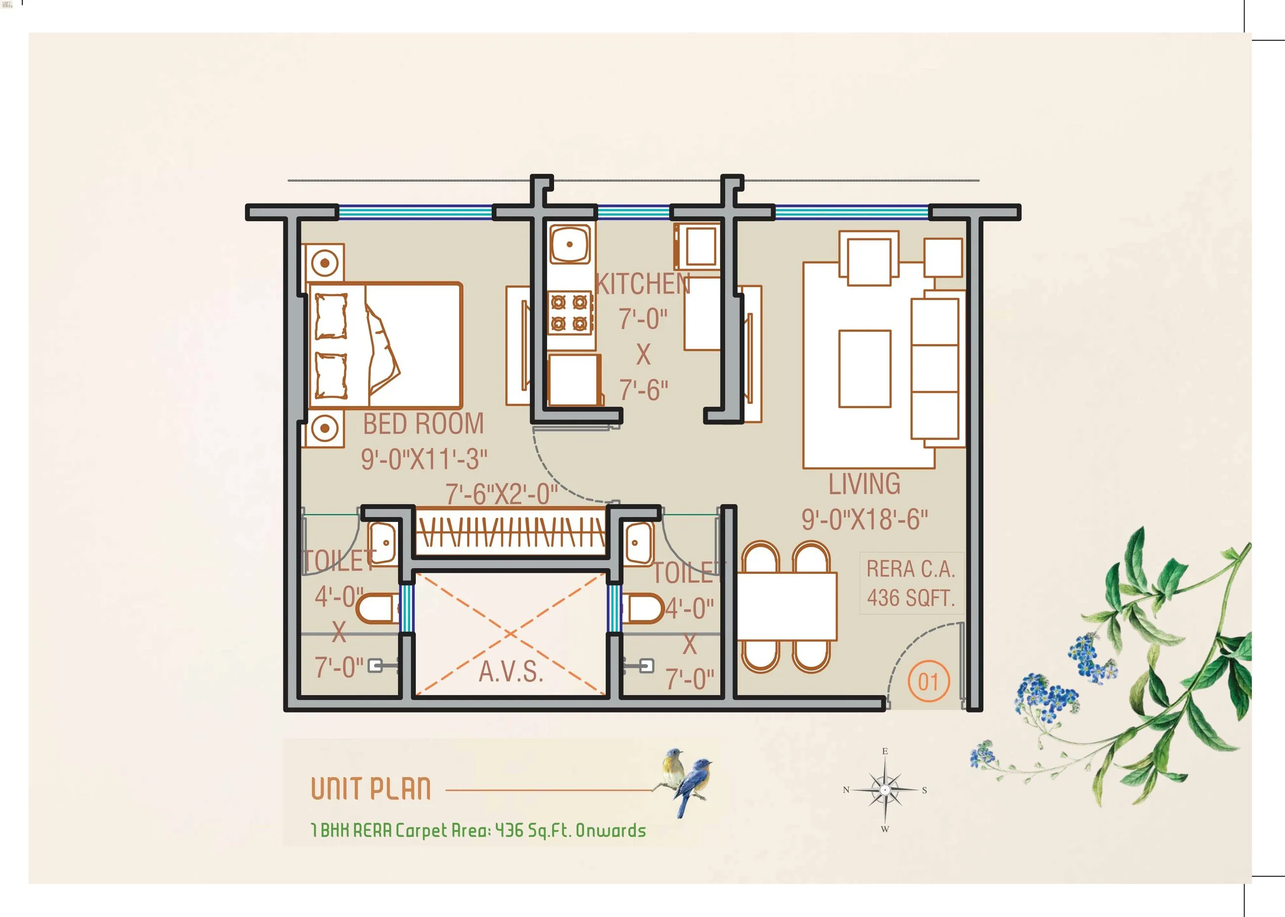 Oxford Dreamscape Unit plan - 436 sq.ft.