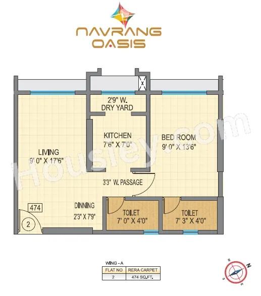 Oxford Navrang Oasis Unit plan - 474 sq.ft.