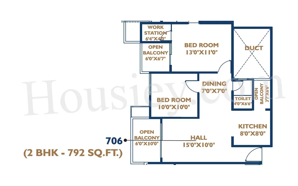 Oxy Beaumonde Unit plan - 792 sq.ft.