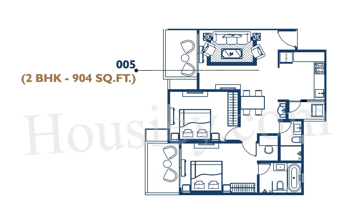Oxy Beaumonde Unit plan - 904 sq.ft.