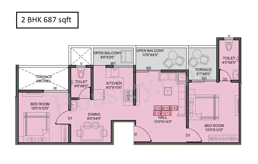 Keystone Oxy Eterno Unit plan - 687 sq.ft.