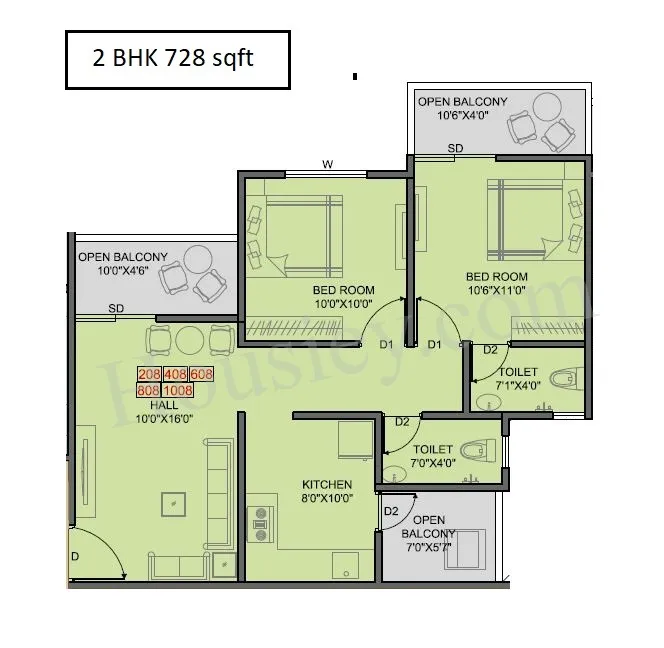 Keystone Oxy Eterno Unit plan - 728 sq.ft.