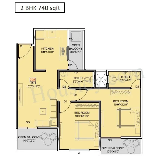 Keystone Oxy Eterno Unit plan - 740 sq.ft.