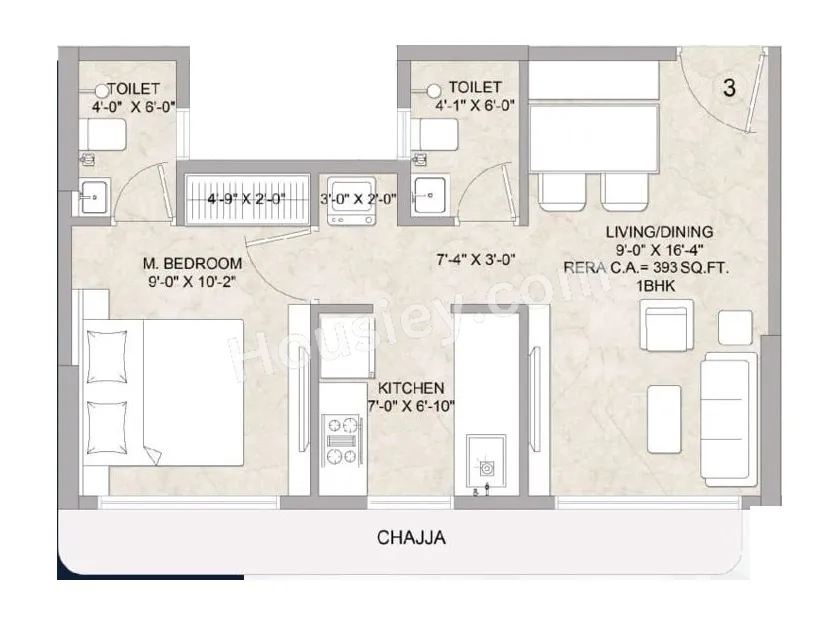 Unit plan - 393 sq.ft.