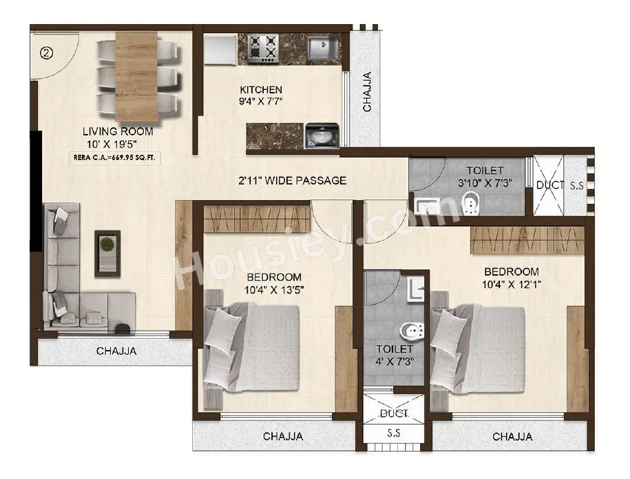PCPL Om Manikanta Unit plan - 670 sq.ft.