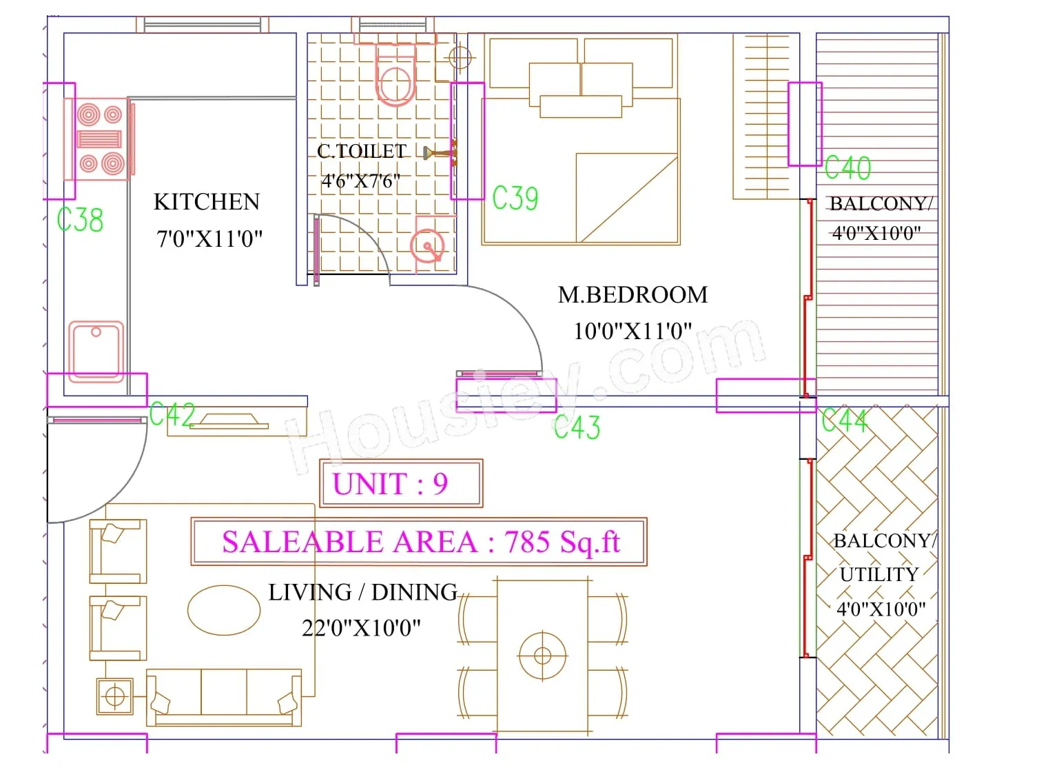 PSR Vanasree Unit plan - 471 sq.ft.