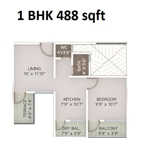 Unit plan - 488 sq.ft.