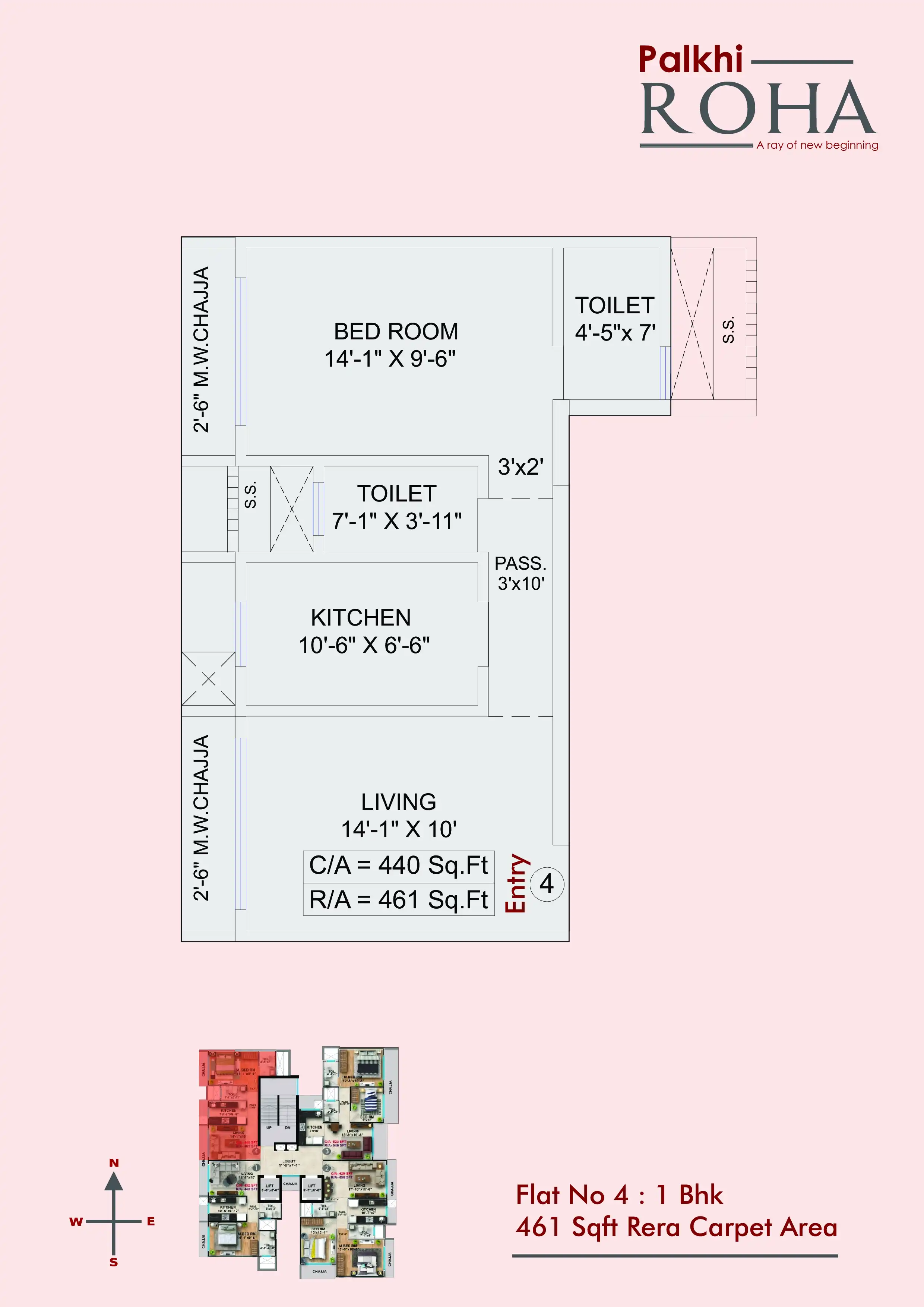 Palkhi Roha Unit plan - 461 sq.ft.