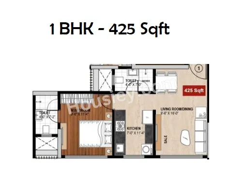 Palkhi Sara Unit plan - 425 sq.ft.