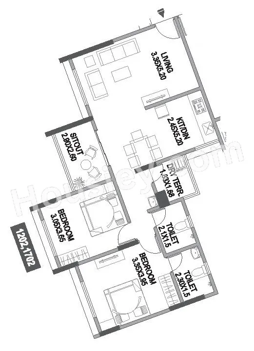 Paranjape Gloria Grand Unit plan - 829 sq.ft.
