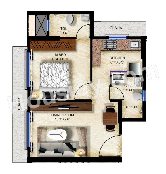 Unit plan - 400 sq.ft.