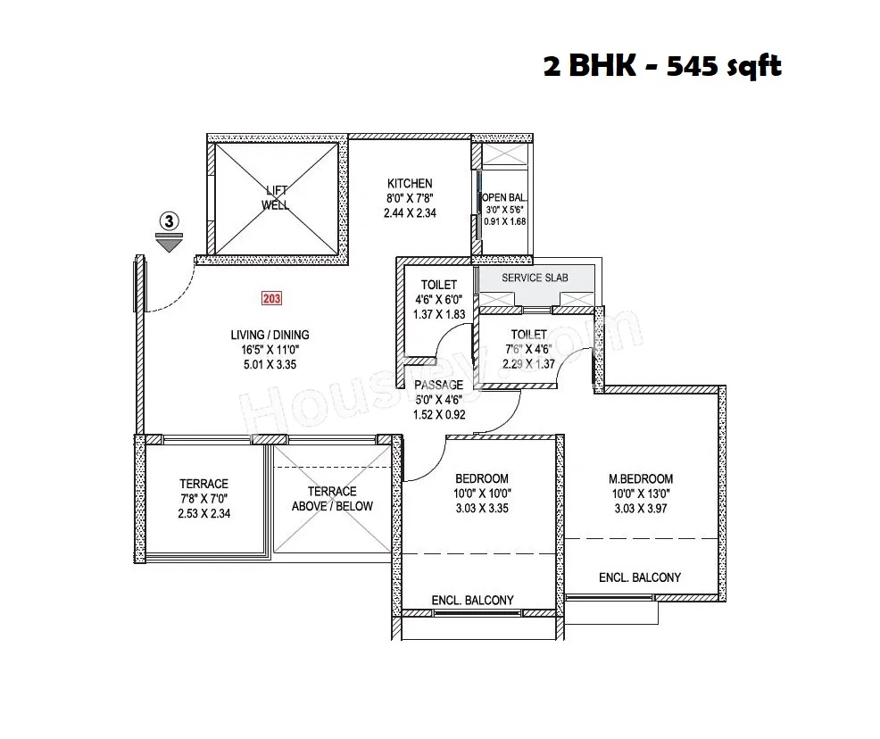 Park Astra Unit plan - 545 sq.ft.
