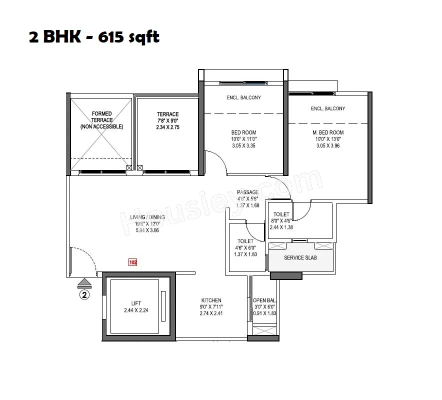 Park Astra Unit plan - 615 sq.ft.