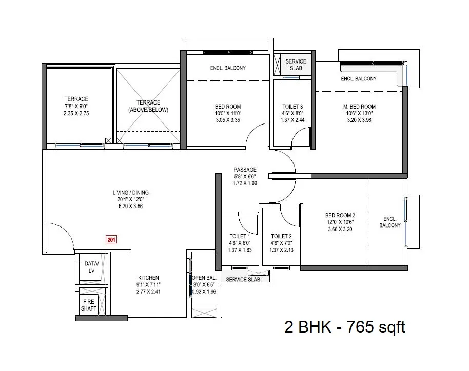 Park Astra Unit plan - 765 sq.ft.