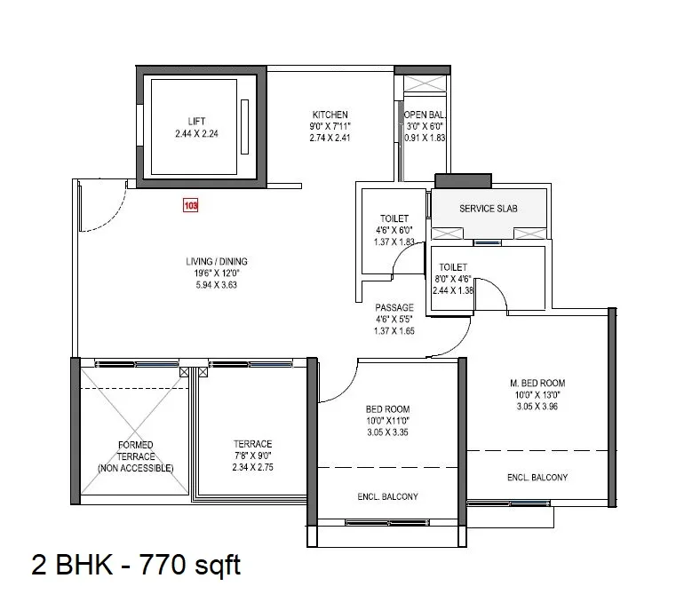 Park Astra Unit plan - 770 sq.ft.