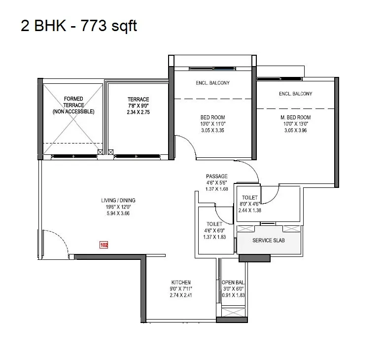Park Astra Unit plan - 773 sq.ft.