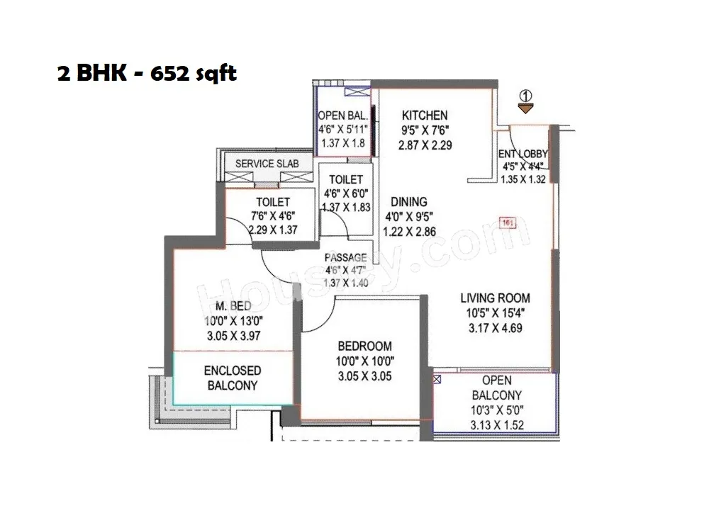 Pride Purple Park Titan Unit plan - 652 sq.ft.