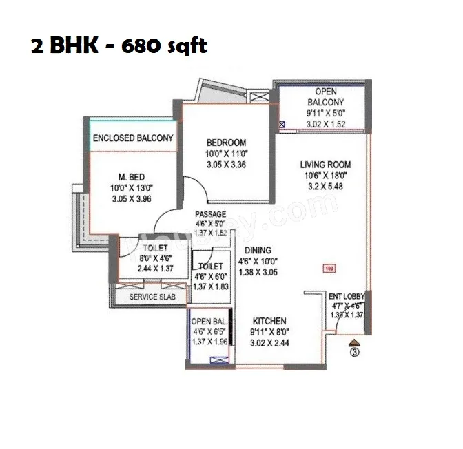 Pride Purple Park Titan Unit plan - 680 sq.ft.