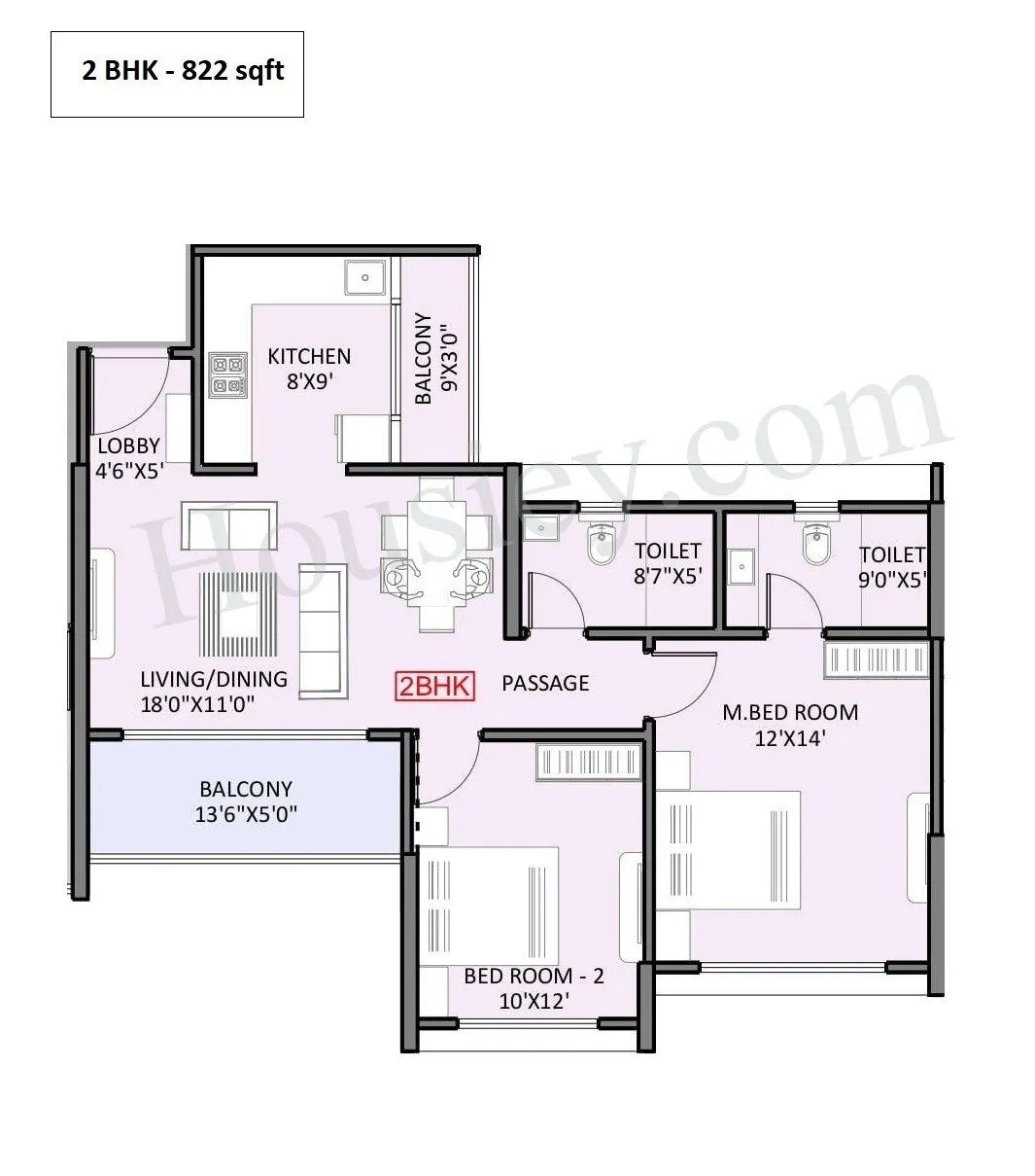 Parmar The High Gates Unit plan - 822 sq.ft.