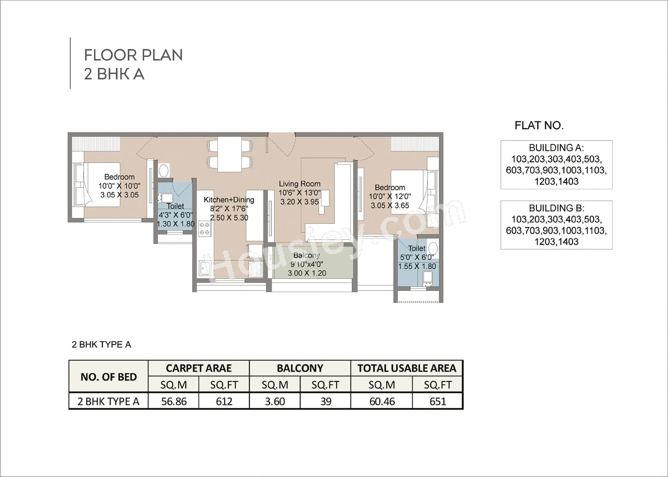 Parshwa Greens Unit plan - 651 sq.ft.