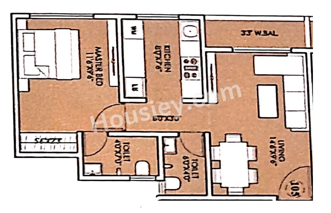 Pearl Gardens Unit plan - 456 sq.ft.