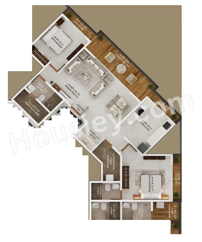Phoenix Tanishq Unit plan - 1038 sq.ft.