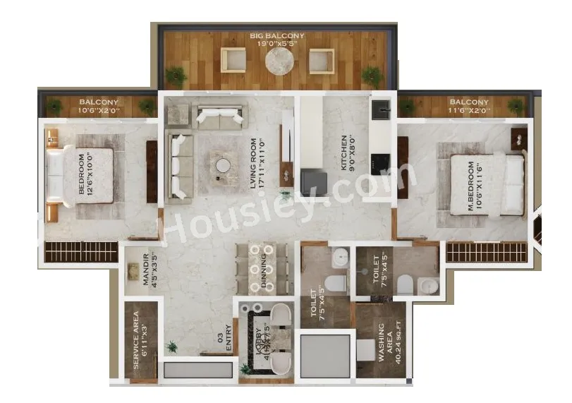 Phoenix Tanishq Unit plan - 900 sq.ft.