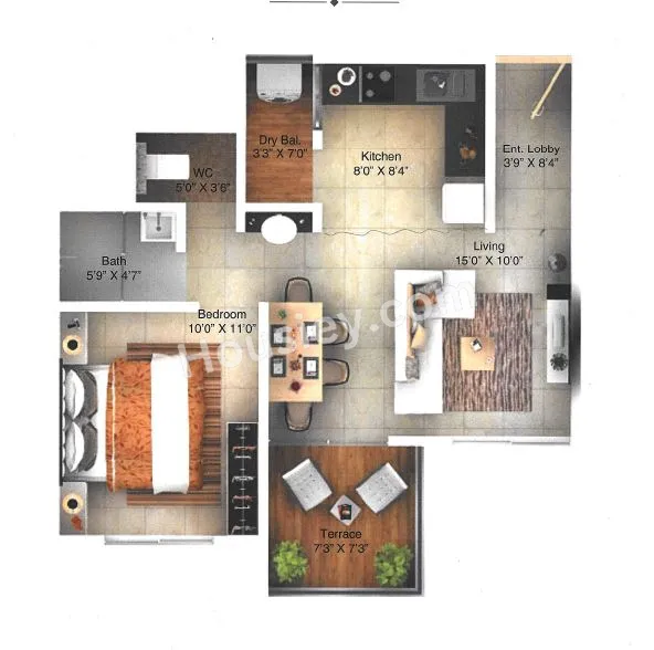 Pinnacle Neelanchal Unit plan - 521 sq.ft.