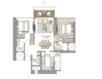 Piramal Mahalaxmi Unit plan - 797 sq.ft.